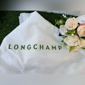 Longchamp dust bag White Bag with Green Lettering 26” x 21” like new
